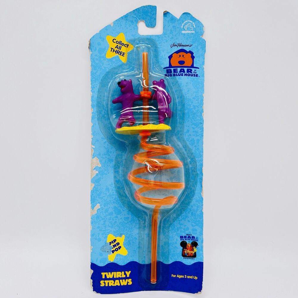 Bear in the Big Blue House Pip & Pop Twirly Straw Applause Sealed Vintage Y2K